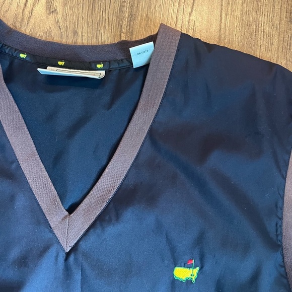 Masters Golf Vest Mens XL Navy V Neck Pullover Windbreaker Jacket Pockets EUC - Picture 2 of 5
